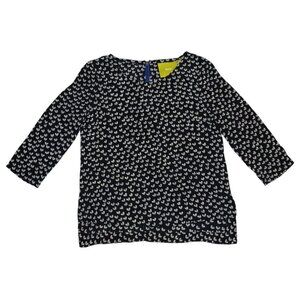 Maeve 100% Silk Heart Print Blouse Contrast Zip Back Anthropologie Top.